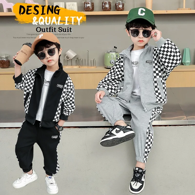 Spring Autumn Boys Plaid Patchwork Zip Sweatshirt Jacket+Sweatpant Set Child Tracksuit School Kids Outfits Jogging Suits 3-14Yrs
Spring Autumn Boys Plaid Patchwork Zip Sweatshirt Jacket+Sweatpant Set Child Tracksuit School Kids Outfits Jogging Suits 3-14Yrs