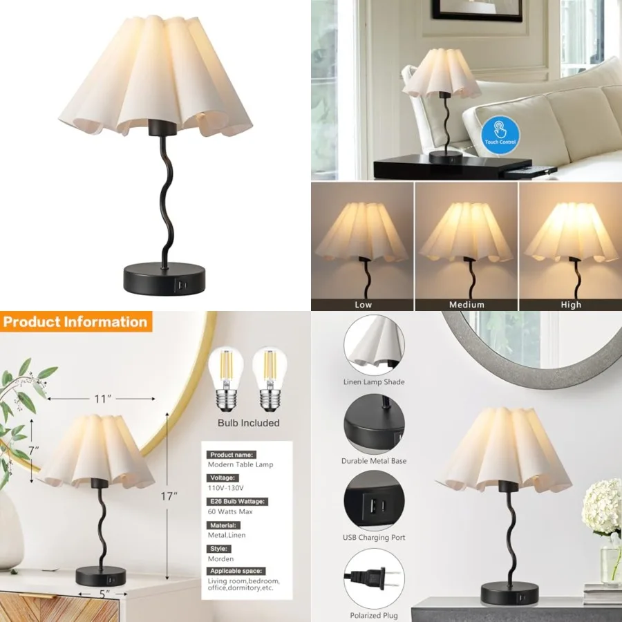 Pleated Table Lamp, Table Lamp for Bedroom, Bedside Lamps for Nightstand with Linen Lampshade, Modern Lamp for Bedroom Home Off
Pleated Table Lamp, Table Lamp for Bedroom, Bedside Lamps for Nightstand with Linen Lampshade, Modern Lamp for Bedroom Home Off