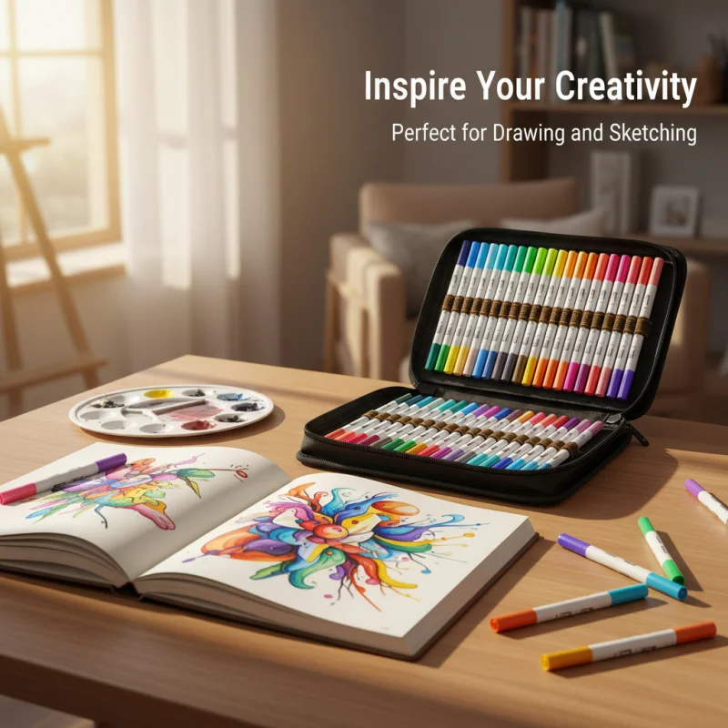 100 Colors Double Tip Art Marker Brush & Fine Point Drawing Pen Kit for Sketch Paint School Office Stationery Christmas Gift
100 Colors Double Tip Art Marker Brush & Fine Point Drawing Pen Kit for Sketch Paint School Office Stationery Christmas Gift