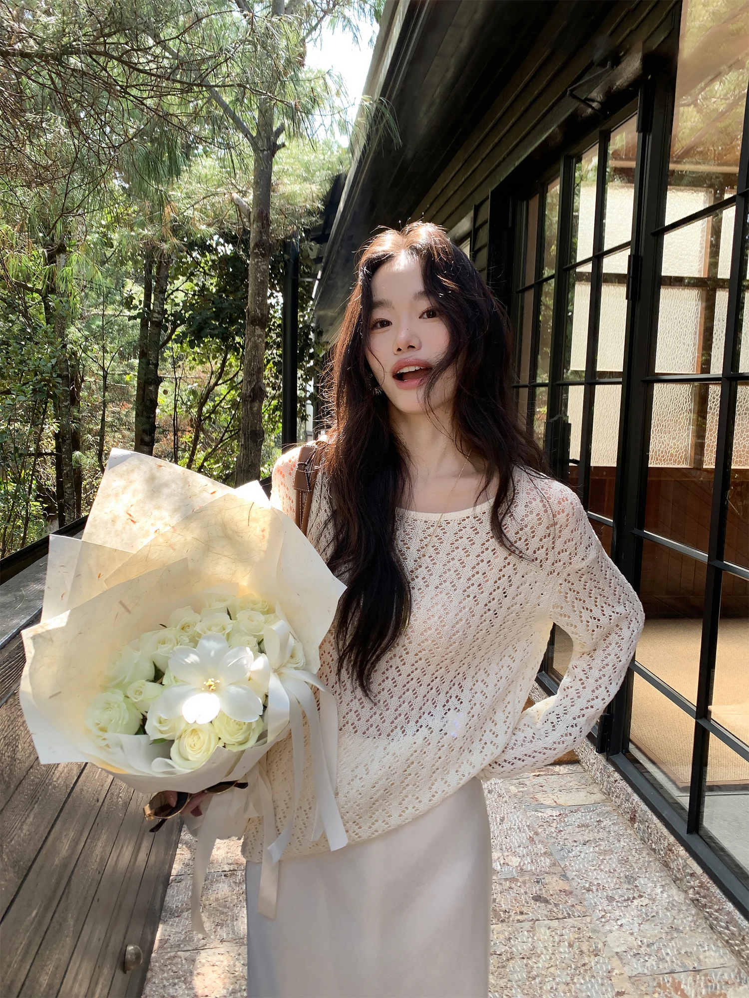 Pusumede Loose Fit Hollow out Knitwear Women's round Neck Long Sleeve Transparent Design Casual Comfortable Lazy Style Top
Pusumede Loose Fit Hollow out Knitwear Women's round Neck Long Sleeve Transparent Design Casual Comfortable Lazy Style Top