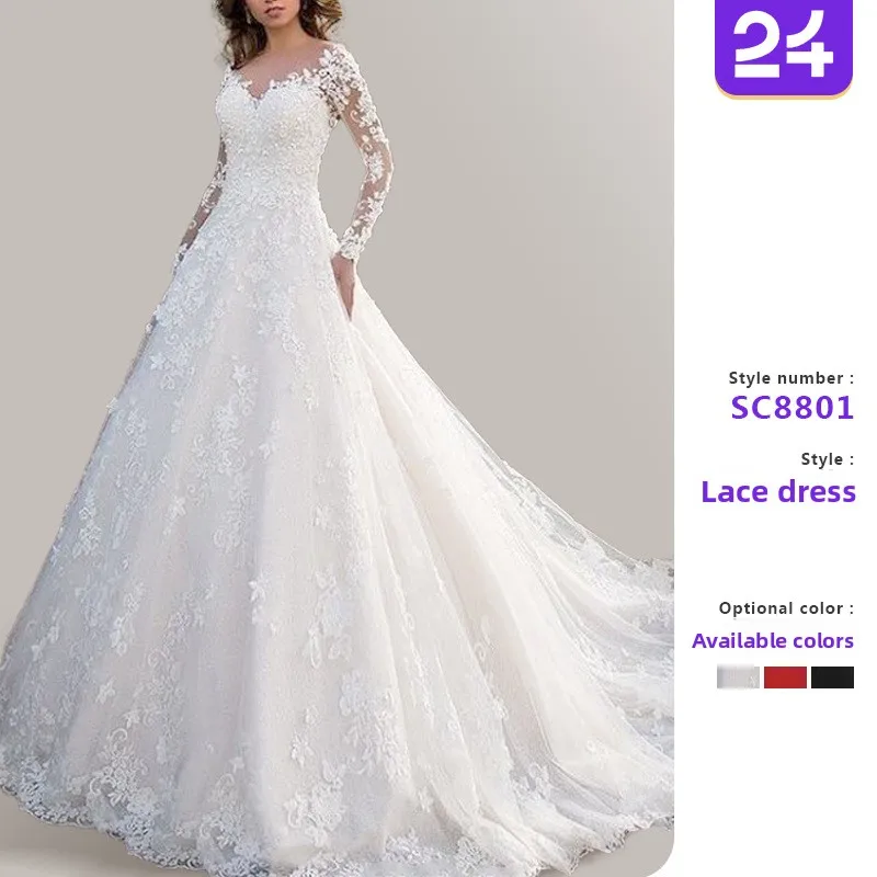 2025 Long Women's Dress Color Perspective Lace Bride Sve Flag Robe Autumn Season Other Material 100% Ladies Fashionable Gown
2025 Long Women's Dress Color Perspective Lace Bride Sve Flag Robe Autumn Season Other Material 100% Ladies Fashionable Gown