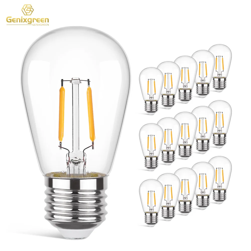 E27 Base String Light Replacement Bulbs Dimmable S14 ST45 110V 220V Vintage Warm White 2700K 1W Equivalent 15W Incandecent Bulb
E27 Base String Light Replacement Bulbs Dimmable S14 ST45 110V 220V Vintage Warm White 2700K 1W Equivalent 15W Incandecent Bulb