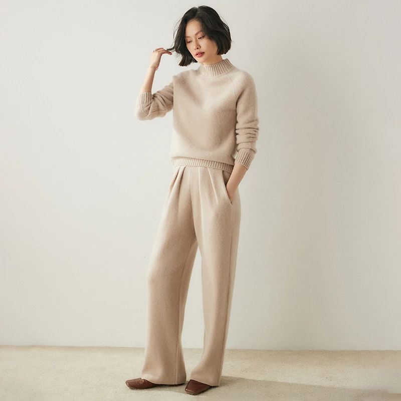 Women 100% Cashmere Half-high Neck Pullovers Basic Casual Long Sleeve Sweater Cashmere Knitwear Clothing Autumn Winter Sweater
Women 100% Cashmere Half-high Neck Pullovers Basic Casual Long Sleeve Sweater Cashmere Knitwear Clothing Autumn Winter Sweater