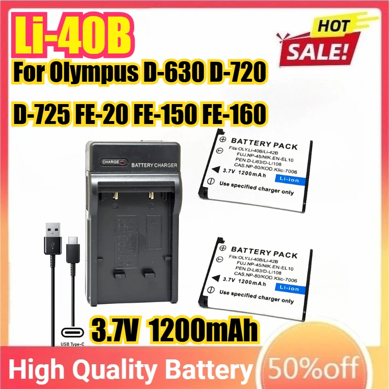 Li-40B Li-42B 3.7V Camera Battery or USB Charger For Olympus D-630 D-720 D-725 FE-20 FE-150 FE-160 FE-190 FE-220 FE-230 FE-240
Li-40B Li-42B 3.7V Camera Battery or USB Charger For Olympus D-630 D-720 D-725 FE-20 FE-150 FE-160 FE-190 FE-220 FE-230 FE-240
