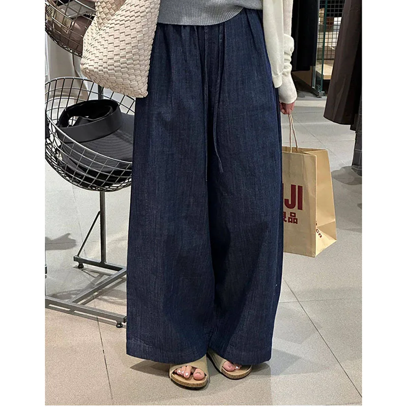 Women's High Waist Drawstring Wide Leg Jeans 2026 New Loose Casual Y2K Denim Pants Summer Streetwear Straight-leg cropped pants
Women's High Waist Drawstring Wide Leg Jeans 2026 New Loose Casual Y2K Denim Pants Summer Streetwear Straight-leg cropped pants