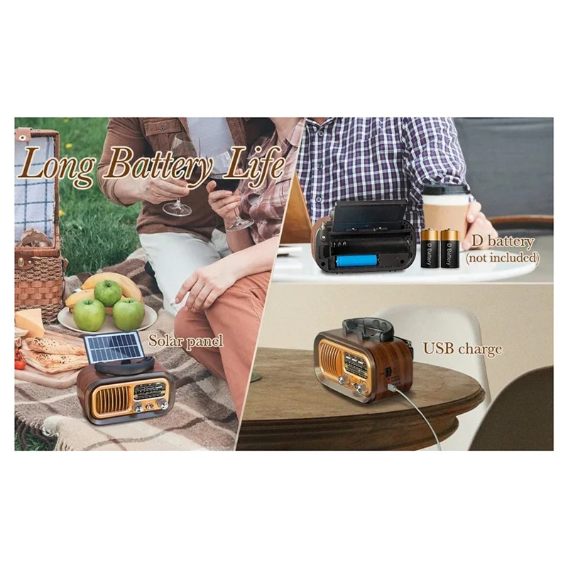 ABAC-Retro Portable Radio - AM/FM/SW, Bluetooth, Solar/D Battery/USB-C, TWS, TF/USB Playback, Vintage Sound
ABAC-Retro Portable Radio - AM/FM/SW, Bluetooth, Solar/D Battery/USB-C, TWS, TF/USB Playback, Vintage Sound