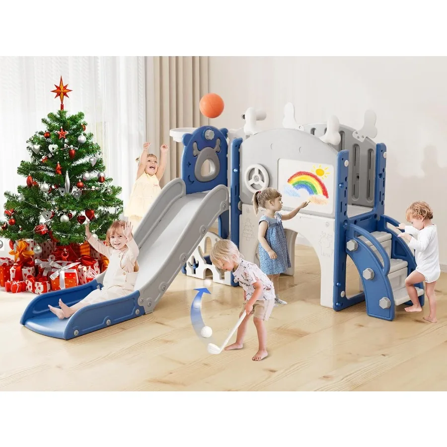 Игровой набор 12 в 1, домашняя и уличная горка для малышей с набором для гольфа, баскетбольное кольцо, доска для рисования для детей 1-3 лет, сине-белый, обновление
Игровой набор 12 в 1, домашняя и уличная горка для малышей с набором для гольфа, баскетбольное кольцо, доска для рисования для детей 1-3 лет, сине-белый, обновление