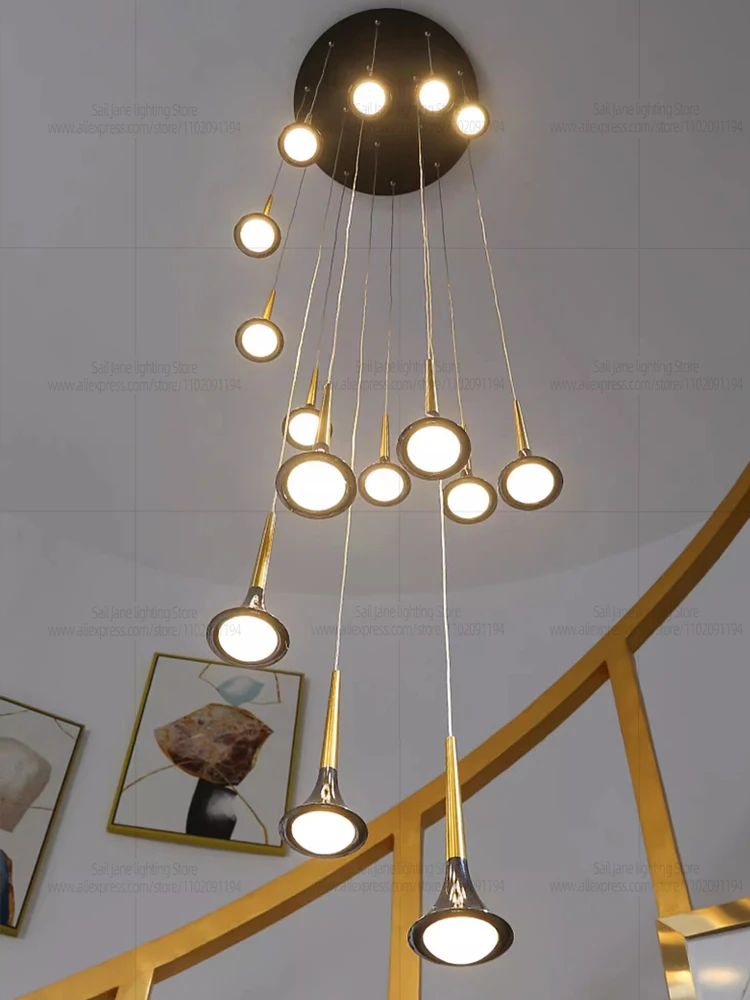 Golden Black LED Pendant Light Horn Shaped Living Room Lighting Minimalist Decoration Attic Light Long Line Staircase Chandelier
Golden Black LED Pendant Light Horn Shaped Living Room Lighting Minimalist Decoration Attic Light Long Line Staircase Chandelier