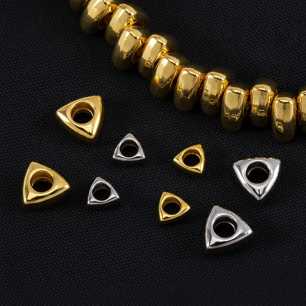 18K Gold Gold Plated triangle Spacer Beads Beads Separator Brass Metal Flat Spacer Bead For Bracelet Necklace Making Accessories
18K Gold Gold Plated triangle Spacer Beads Beads Separator Brass Metal Flat Spacer Bead For Bracelet Necklace Making Accessories