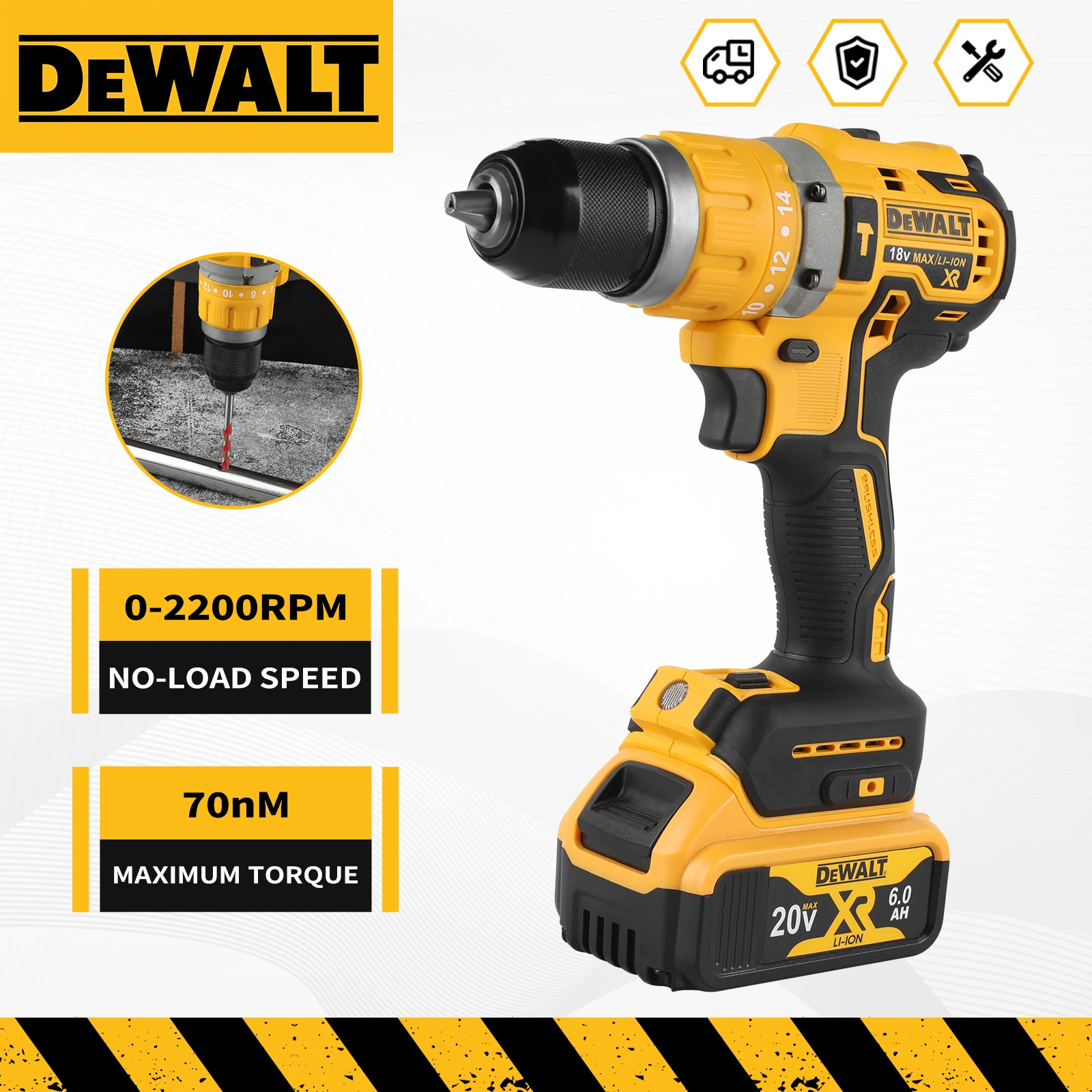 Беспроводная электрическая дрель Dewalt, 2000 об/мин, бесщеточный шуруповерт, ручная дрель с регулируемой скоростью, перезаряжаемые электроинструменты DCD796
Беспроводная электрическая дрель Dewalt, 2000 об/мин, бесщеточный шуруповерт, ручная дрель с регулируемой скоростью, перезаряжаемые электроинструменты DCD796