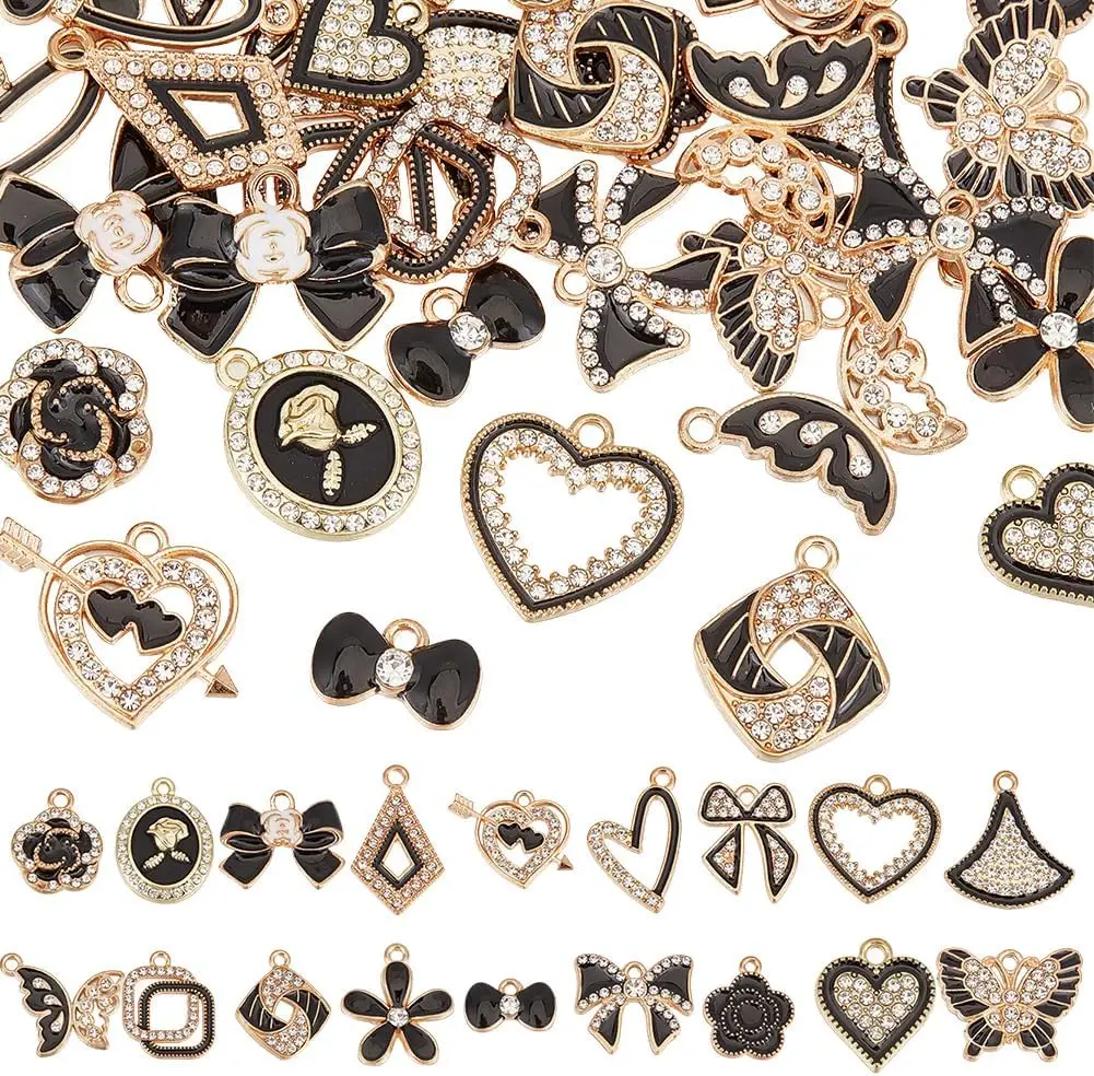 1 Box 36Pcs 18 Styles Heart Charms Bulk Black Enamel Charms Rhinestone White Butterfly Flower Love Bow Charm for Jewelry Making
1 Box 36Pcs 18 Styles Heart Charms Bulk Black Enamel Charms Rhinestone White Butterfly Flower Love Bow Charm for Jewelry Making