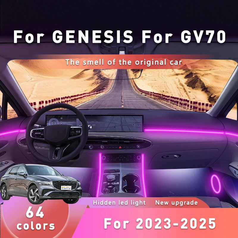 FILIPLI для GENESIS GV70 для 2023-2025 Bluetooth-управляемый внутренний светильник автомобиля 64 RGB цветная светодиодная лента для ночного вождения
FILIPLI для GENESIS GV70 для 2023-2025 Bluetooth-управляемый внутренний светильник автомобиля 64 RGB цветная светодиодная лента для ночного вождения