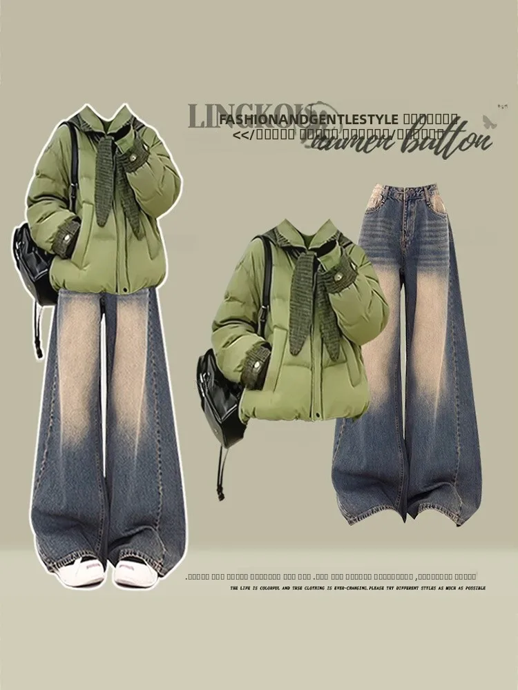 Женский осенне-зимний модный комплект: брюки с высокой талией, хлопковая куртка с завязками и джинсы, комплект из двух предметов, стройнящий, омолаживающий эффект
Женский осенне-зимний модный комплект: брюки с высокой талией, хлопковая куртка с завязками и джинсы, комплект из двух предметов, стройнящий, омолаживающий эффект