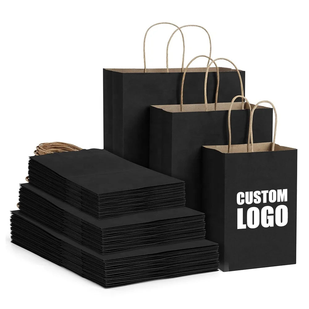 500pcs/Lot Wholesale Custom Print Logo Plain Black Kraft Paper Bag Packaging Recyclable Boutique Shopping Paper Bags With Logo
500pcs/Lot Wholesale Custom Print Logo Plain Black Kraft Paper Bag Packaging Recyclable Boutique Shopping Paper Bags With Logo