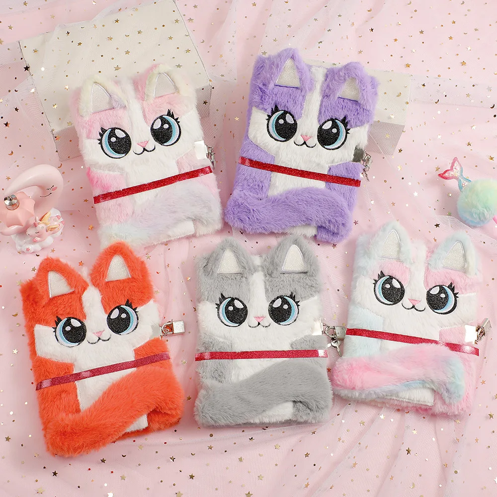 Cute Cat Plush Notebook with Lock 4 Colors Soft Furry Journal Diary, Secret Password Book for Girls Kids School Stationery Gifts
Cute Cat Plush Notebook with Lock 4 Colors Soft Furry Journal Diary, Secret Password Book for Girls Kids School Stationery Gifts