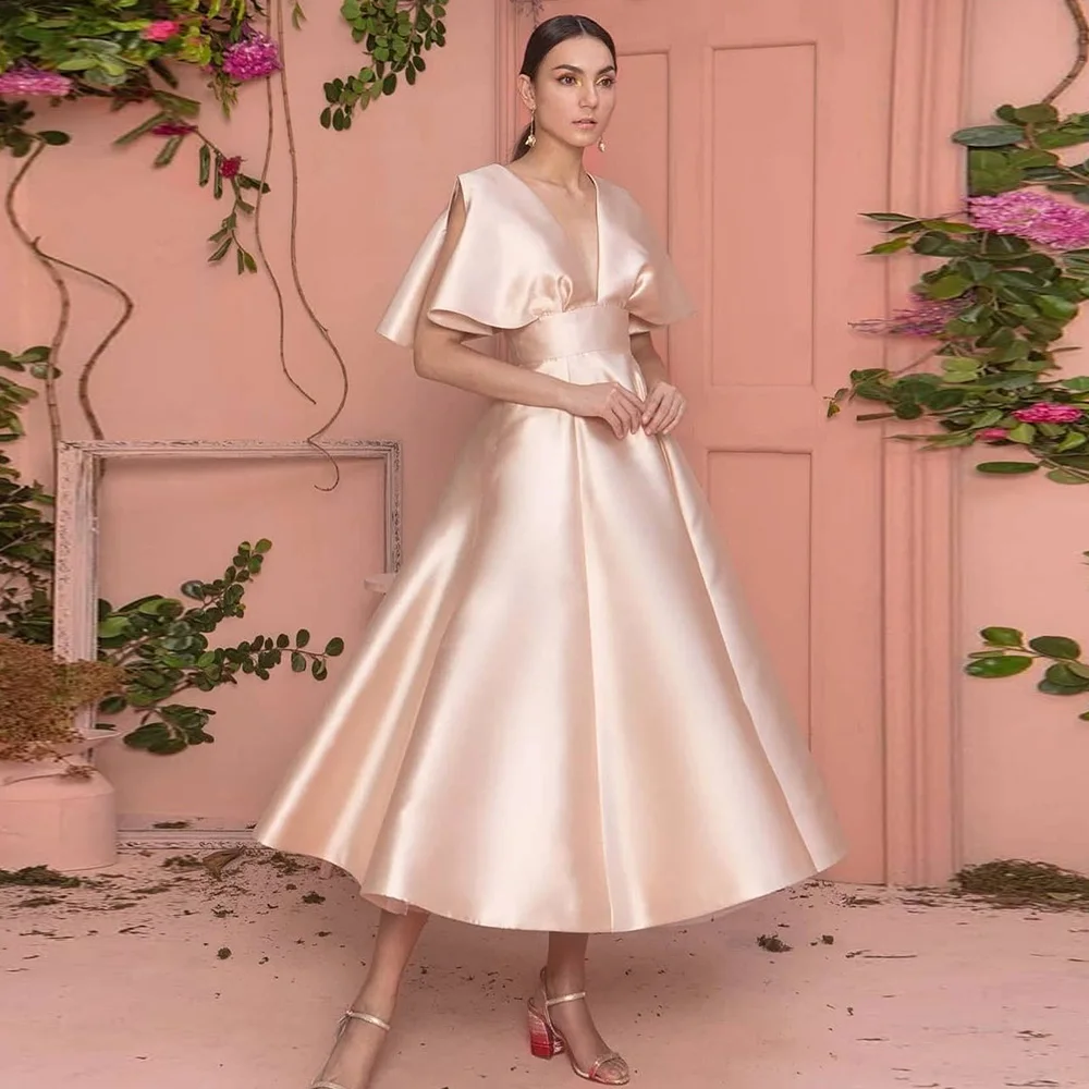 Винтажные платья для свадебной вечеринки, атласное коктейльное платье трапециевидной формы, розовое платье с v-образным вырезом и складками, рюшами, полые вечерние платья для женского общества, миди 2025
Винтажные платья для свадебной вечеринки, атласное коктейльное платье трапециевидной формы, розовое платье с v-образным вырезом и складками, рюшами, полые вечерние платья для женского общества, миди 2025