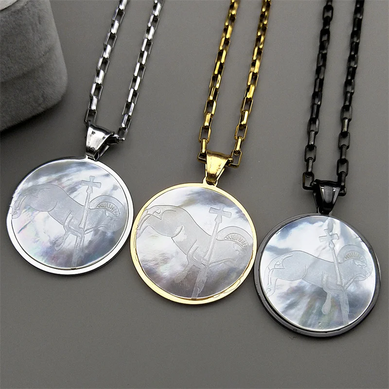 Jesus Catholic Agnus Dei Cross Pendant Necklace for Women Men Stainless Steel Gold Plated Medal Necklaces Amulet Jewelry Gift
Jesus Catholic Agnus Dei Cross Pendant Necklace for Women Men Stainless Steel Gold Plated Medal Necklaces Amulet Jewelry Gift