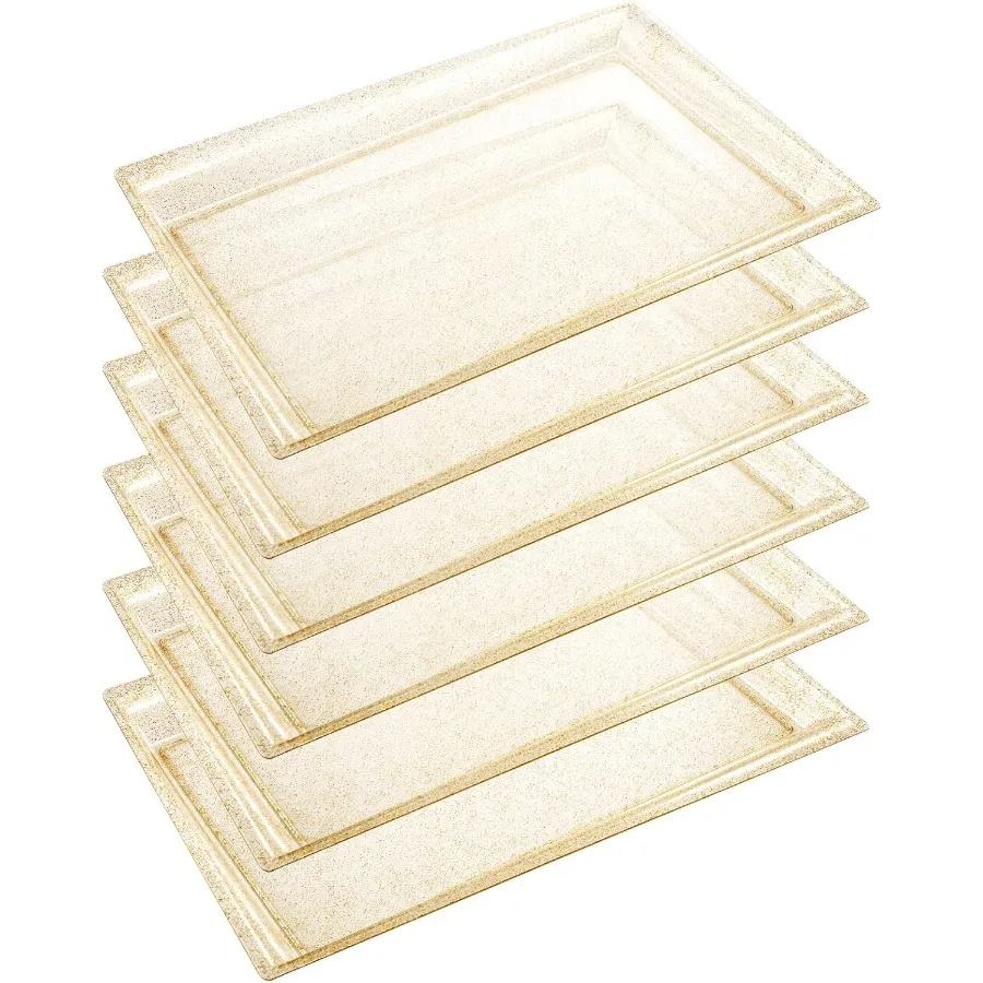 6 Pack Gold Glitter Plastic Serving Tray 15 x 10 Crooked Food Trays Clear Disposable Serving Platter for Parties Weddings Perfe
6 Pack Gold Glitter Plastic Serving Tray 15 x 10 Crooked Food Trays Clear Disposable Serving Platter for Parties Weddings Perfe