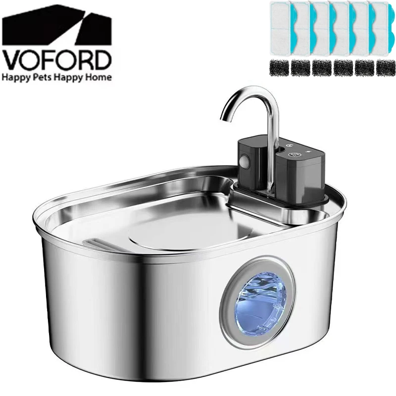 Автоматический беспроводной фонтанчик для воды VOFORD 3.2L из нержавеющей стали с датчиком, для кошек и собак
Автоматический беспроводной фонтанчик для воды VOFORD 3.2L из нержавеющей стали с датчиком, для кошек и собак
