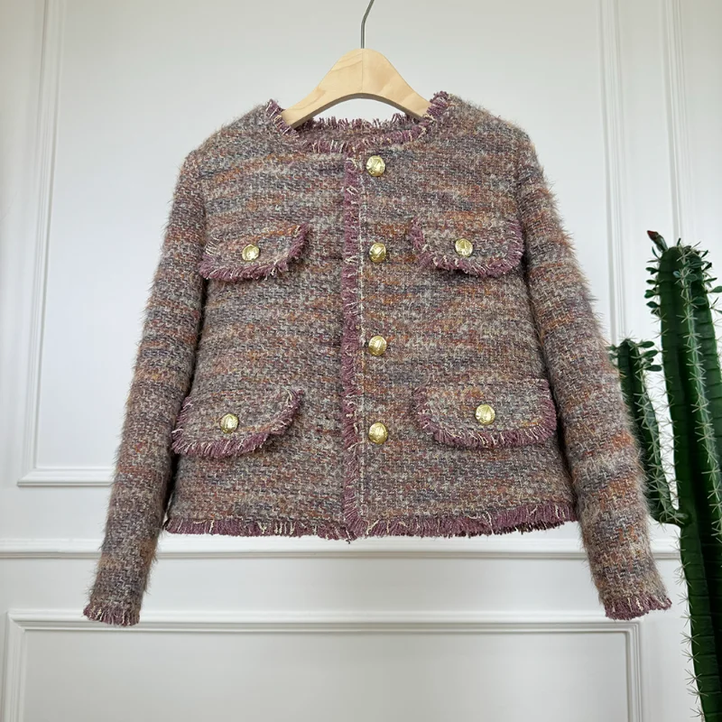 Round-neck Tassel Fragrance Long-sleeved Warm Short Coat Women Autumn Winter Fashion Tweed French Loose Versatile Female Coat
Round-neck Tassel Fragrance Long-sleeved Warm Short Coat Women Autumn Winter Fashion Tweed French Loose Versatile Female Coat