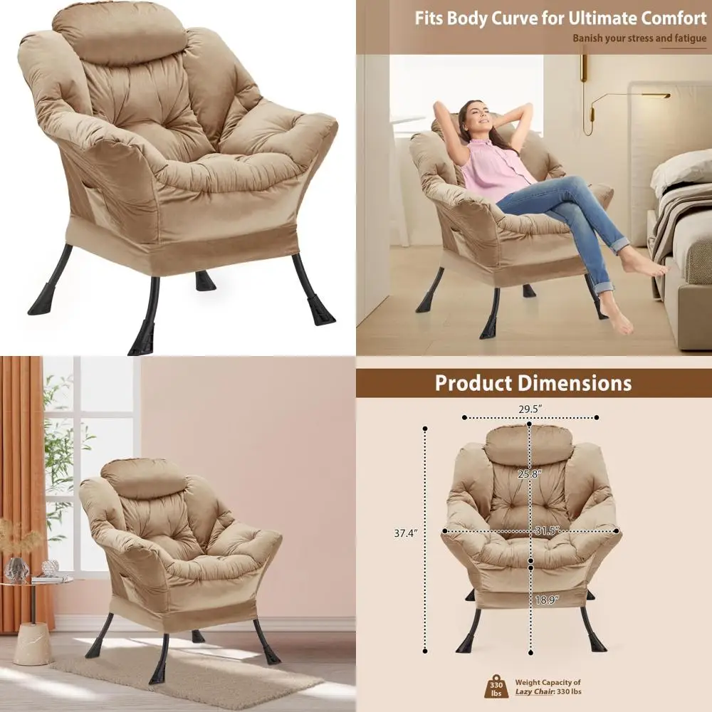 Plush Velvet Lounge Chair with Thick Padding, Comfortable Accent Armchair featuring Side Pocket and Stable Frame for Relaxation
Plush Velvet Lounge Chair with Thick Padding, Comfortable Accent Armchair featuring Side Pocket and Stable Frame for Relaxation