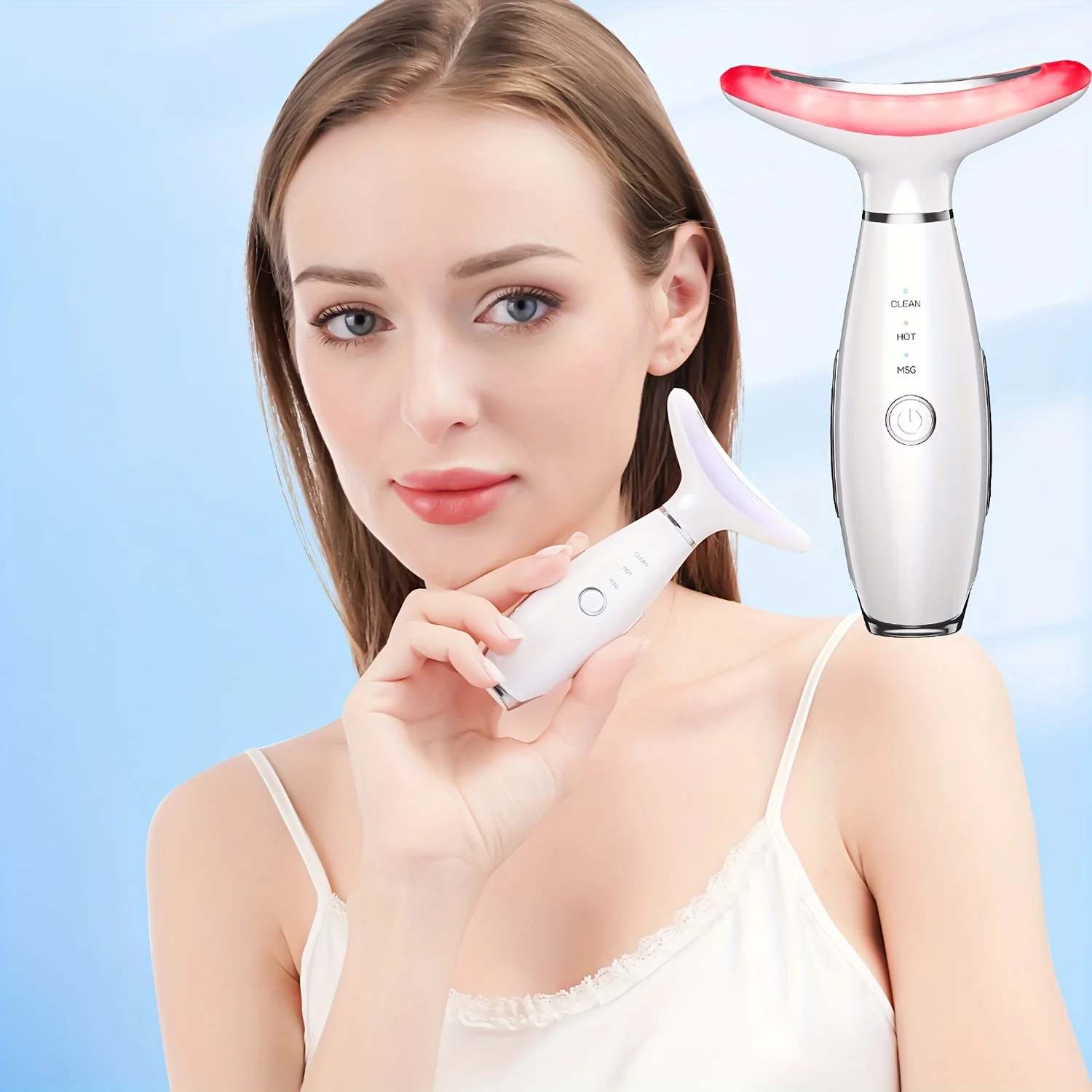 Facial And Neck Massager, Rechargeable Facial Massage Beauty Device, Neck Beauty Device With Three-colors LED Skin Care, Gifts F
Facial And Neck Massager, Rechargeable Facial Massage Beauty Device, Neck Beauty Device With Three-colors LED Skin Care, Gifts F