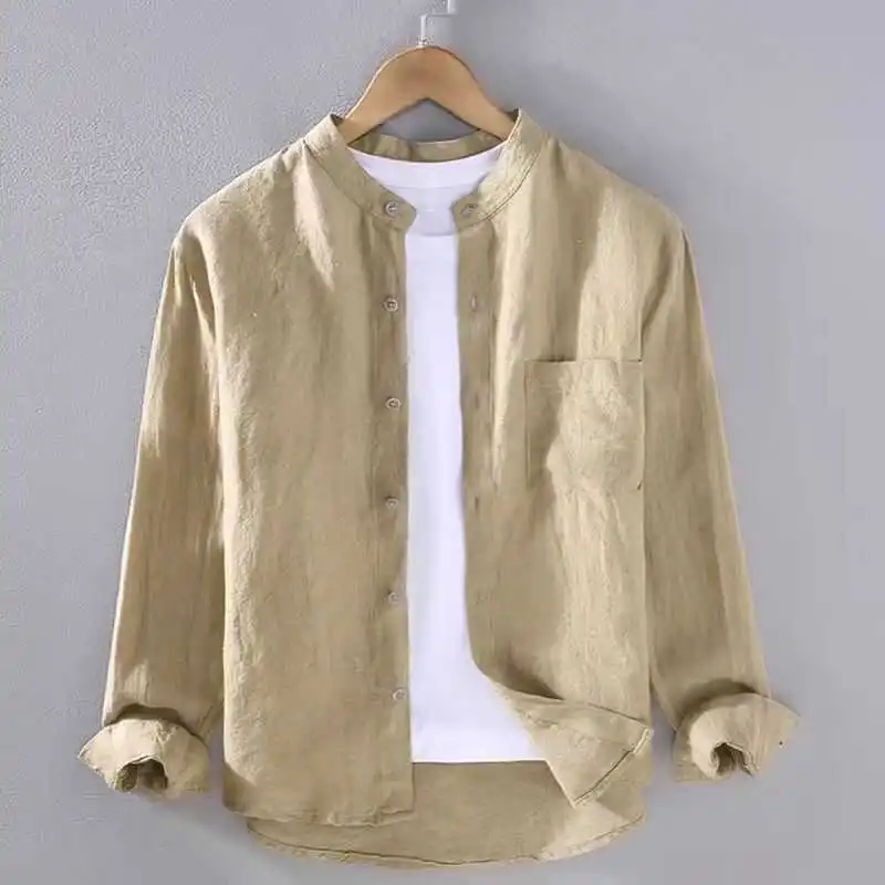 Men's Long Sve Stand Collar irt Thin Outerwear Spring Autumn High End Casual Loose Cotton Linen Trendy Outfit Casual irt
Men's Long Sve Stand Collar irt Thin Outerwear Spring Autumn High End Casual Loose Cotton Linen Trendy Outfit Casual irt