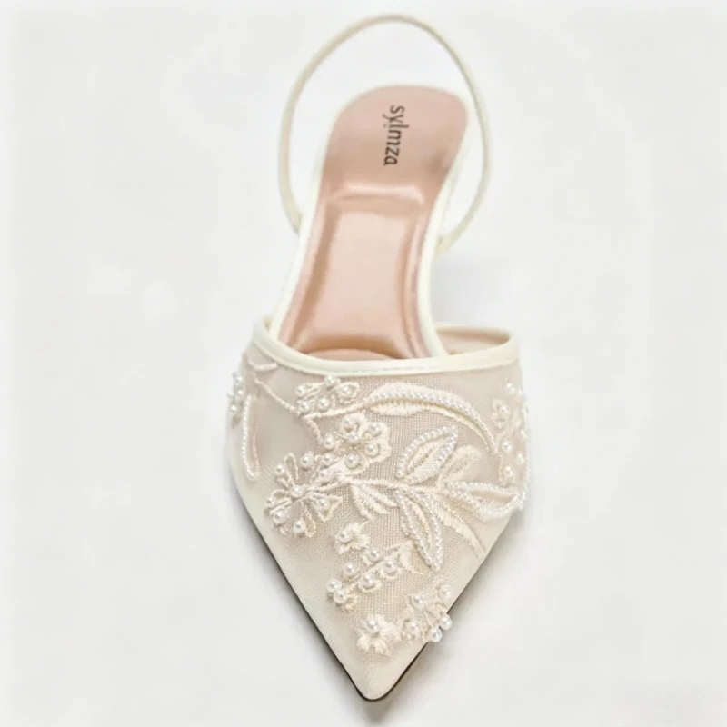 Sexy Pointed Toe Embroidery Flower Mesh Heeled Sandals Women Fashion String Beads Slingback Heels Ladies Luxury Designer Shoes
Sexy Pointed Toe Embroidery Flower Mesh Heeled Sandals Women Fashion String Beads Slingback Heels Ladies Luxury Designer Shoes