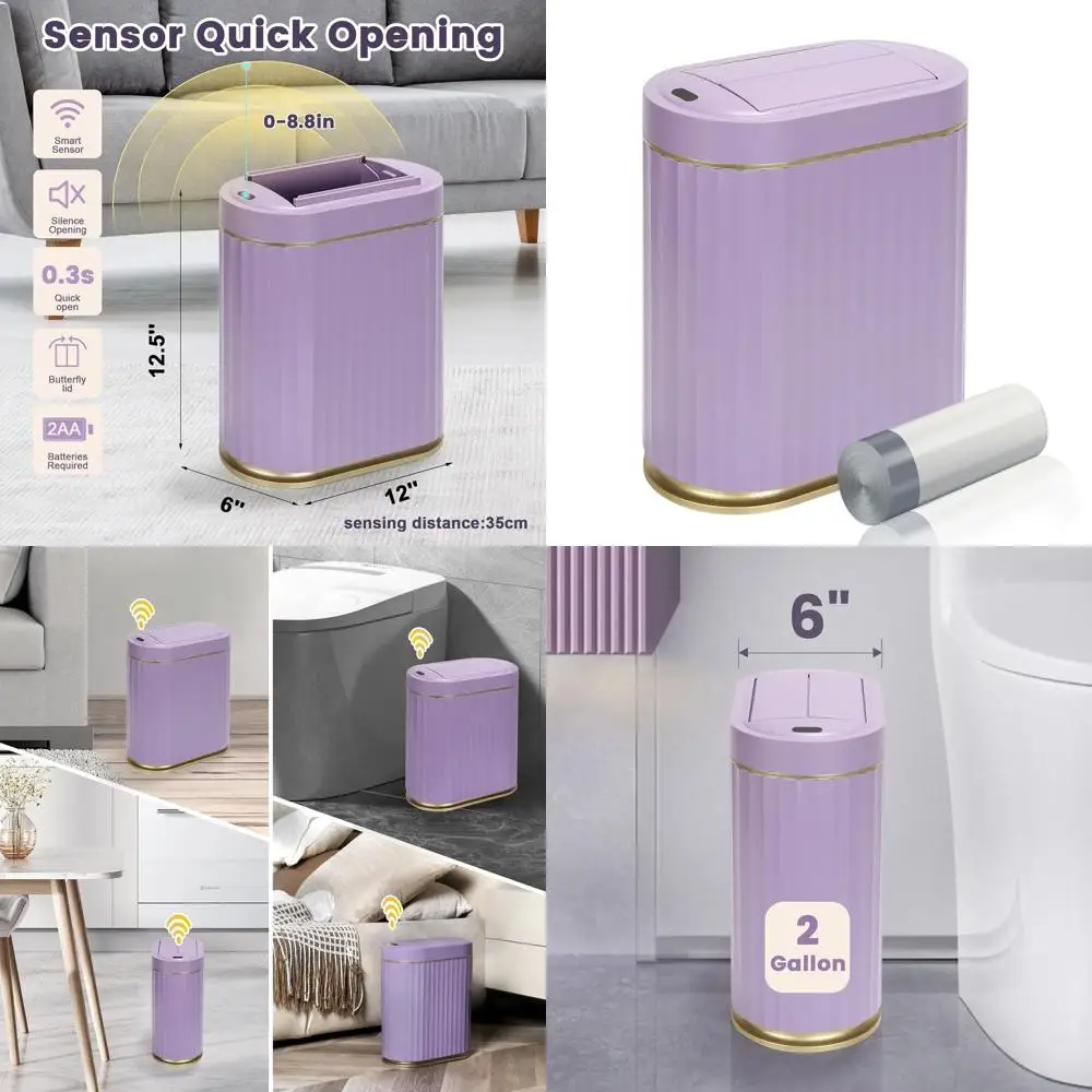 Автоматическая мусорная корзина-бабочка с датчиком и крышкой - фиолетовое золото для ванной комнаты, кухни, гостиной, офисного декора
Автоматическая мусорная корзина-бабочка с датчиком и крышкой - фиолетовое золото для ванной комнаты, кухни, гостиной, офисного декора