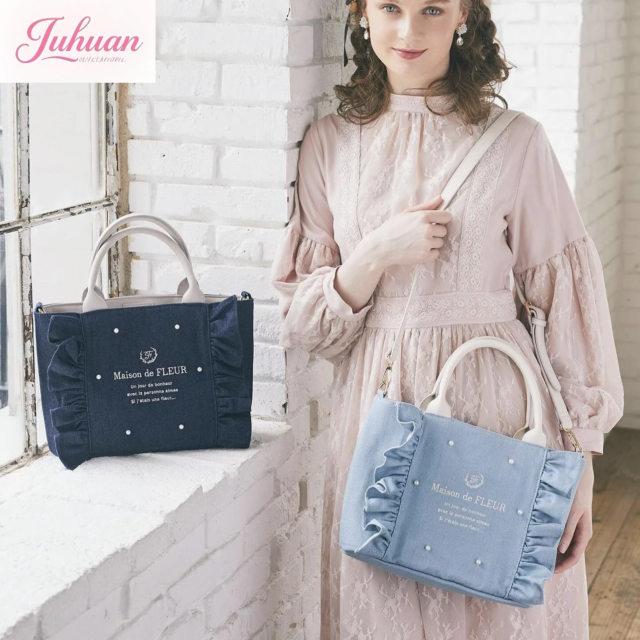 Japanese fashion versatile large-capacity women's bags sweet lolita embroidered denim denim leather splicing tote commuter bag
Japanese fashion versatile large-capacity women's bags sweet lolita embroidered denim denim leather splicing tote commuter bag