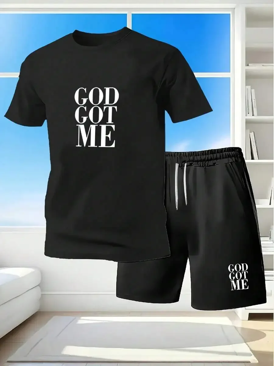 Mens Black God Got Me Graphic T-Shirt And Shorts Set Casual Summer Loungewear
Mens Black God Got Me Graphic T-Shirt And Shorts Set Casual Summer Loungewear