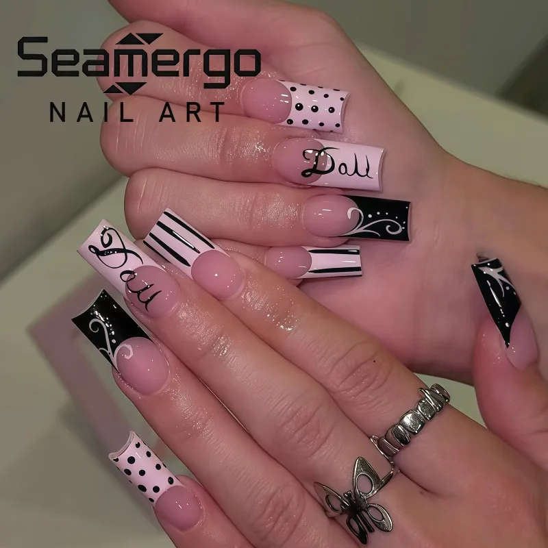 24PCS Medium Square False Nails Pink French Black Polka Dot Stripes Sweet Nails Press on Full Cover Cute Ins Fake Nails Wearable
24PCS Medium Square False Nails Pink French Black Polka Dot Stripes Sweet Nails Press on Full Cover Cute Ins Fake Nails Wearable