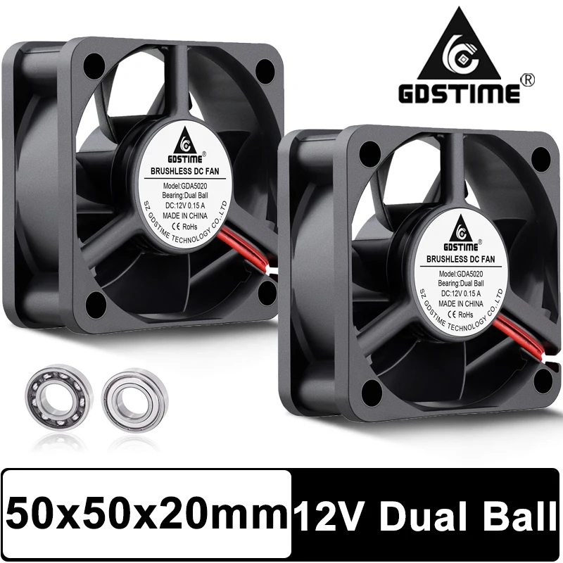 2PCS GDSTIME 50mm DC 12V Dual Ball Brushless 2PIN DC Cooler Fan 50x50x20mm 5020 5cm For Computer PC CPU Case Cooling Axial Fan
2PCS GDSTIME 50mm DC 12V Dual Ball Brushless 2PIN DC Cooler Fan 50x50x20mm 5020 5cm For Computer PC CPU Case Cooling Axial Fan
