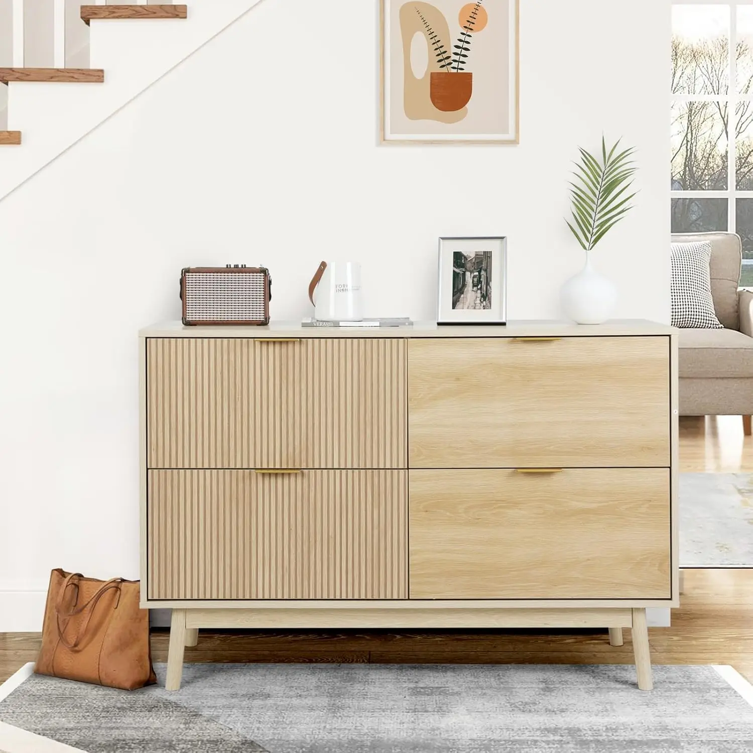 Fluted 4 Drawers Dresser for Bedroom, 47" Wide Modern Chest of Drawers, Pull-Free Drawers, Wooden Closet Clothes, Customized
Fluted 4 Drawers Dresser for Bedroom, 47" Wide Modern Chest of Drawers, Pull-Free Drawers, Wooden Closet Clothes, Customized