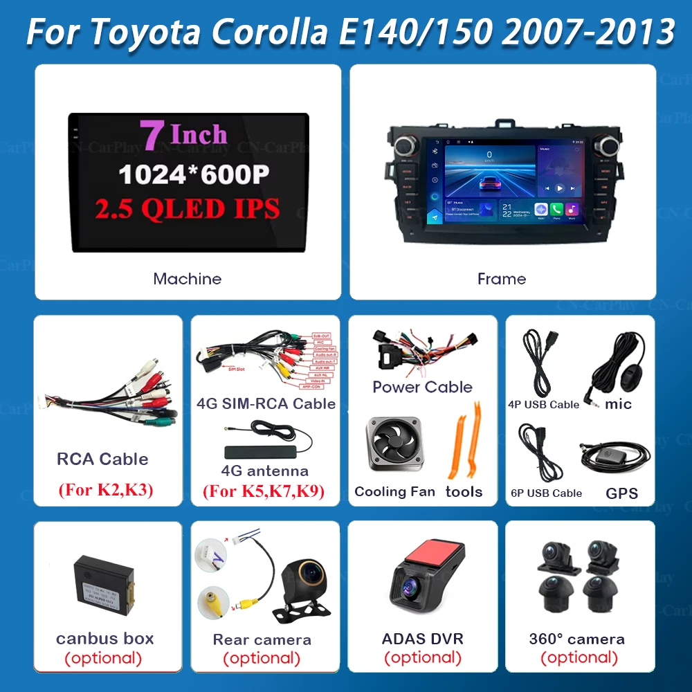 For Toyota Corolla E140/150 20072008 2009 2010 2012 2013 Android Auto Car Radio Multimedia Player GPS Navigation 5G WIFI 8 Core
For Toyota Corolla E140/150 20072008 2009 2010 2012 2013 Android Auto Car Radio Multimedia Player GPS Navigation 5G WIFI 8 Core