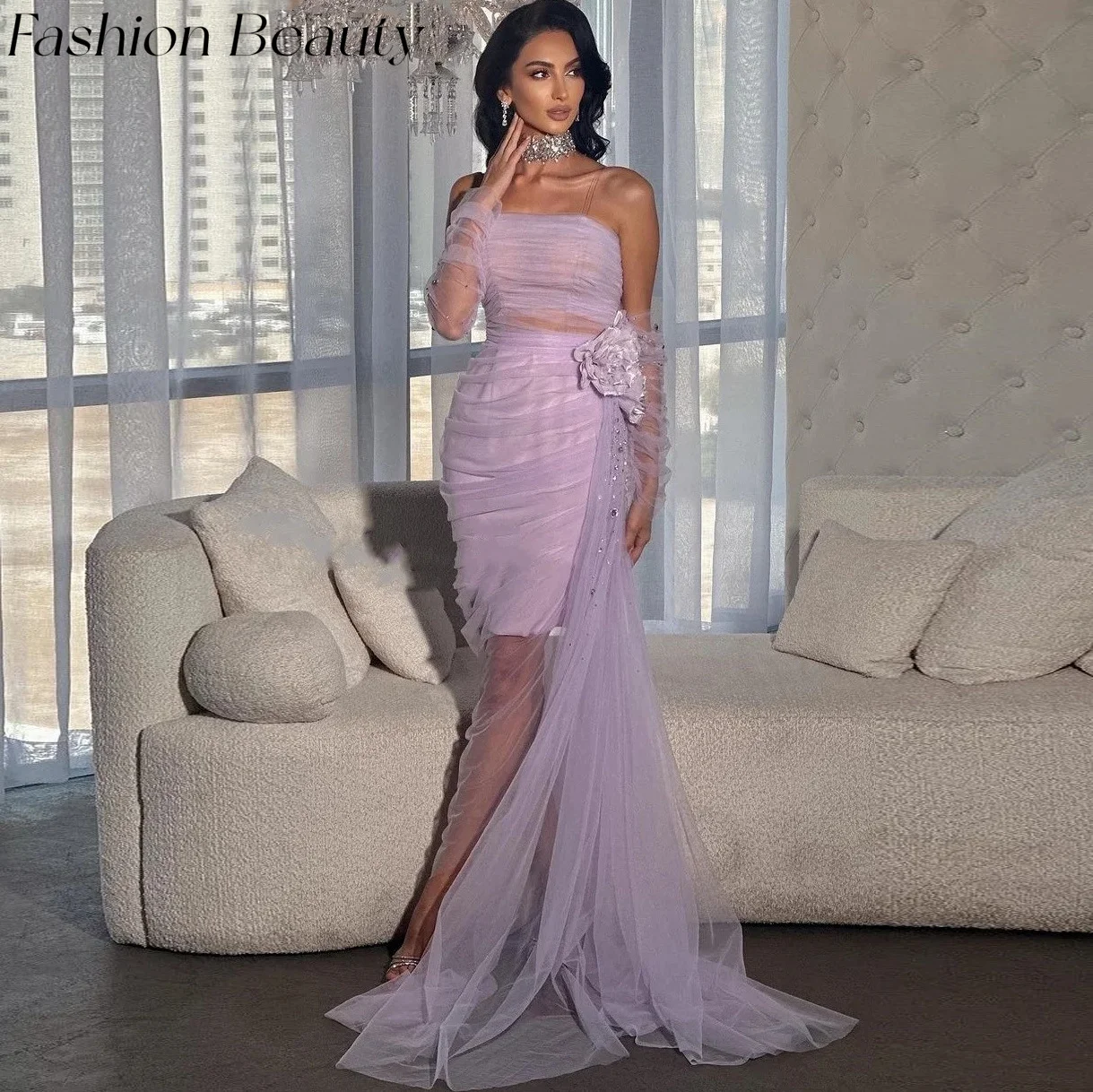 Fashion Beauty Light Purple Evening Dresses Spaghetti Flower Bead Illusion Wedding Party Dress For Women 2024 فساتين السهرة
Fashion Beauty Light Purple Evening Dresses Spaghetti Flower Bead Illusion Wedding Party Dress For Women 2024 فساتين السهرة