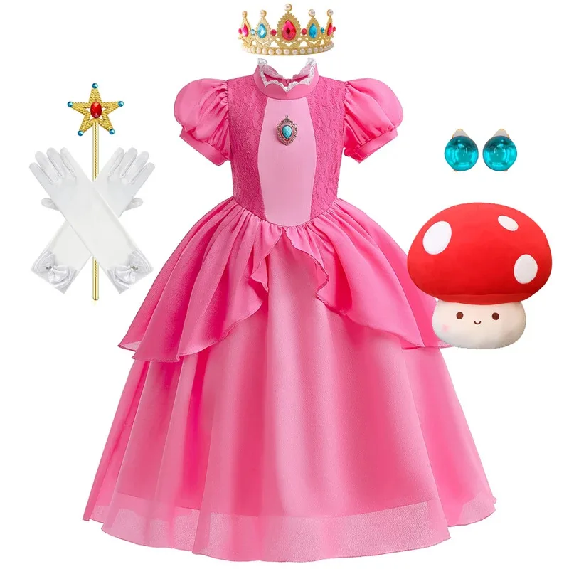 Peach Princess Dress For Girl Costume Kids Cosplay Pink Lace Clothes Children Performance Birthday Carnival Party Outfits 2-10T
Peach Princess Dress For Girl Costume Kids Cosplay Pink Lace Clothes Children Performance Birthday Carnival Party Outfits 2-10T