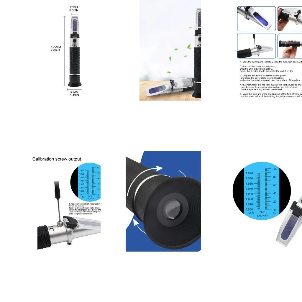 Handheld Salinity Refractometer 0 to Salinometer Salt Concentration Tester 601C
Handheld Salinity Refractometer 0 to Salinometer Salt Concentration Tester 601C