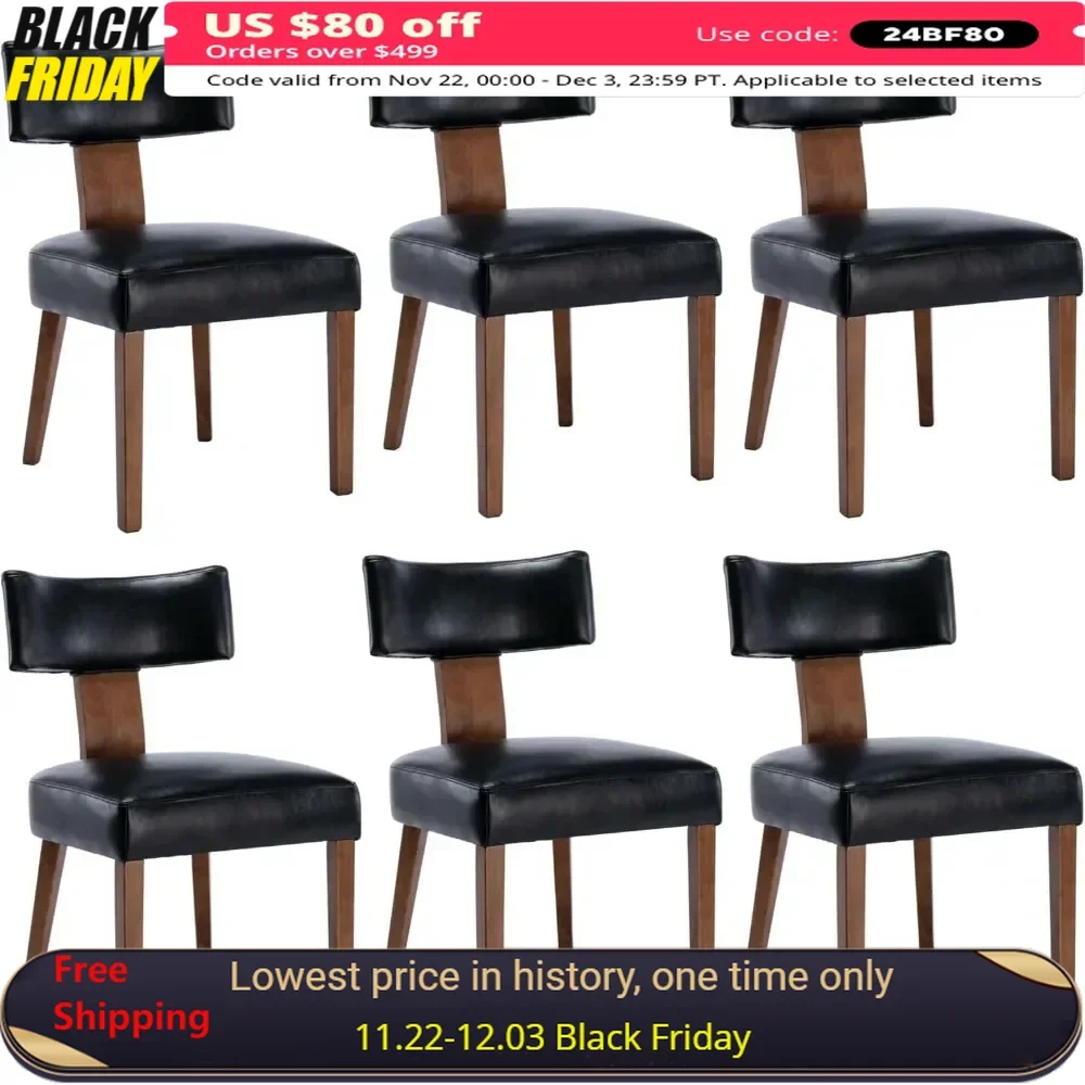 Dining Chair Set of 6 with Wood Legs, Curved Wingback, Comfy Upholstered Side Chairs, Modern PU Leather Dining Chair
Dining Chair Set of 6 with Wood Legs, Curved Wingback, Comfy Upholstered Side Chairs, Modern PU Leather Dining Chair