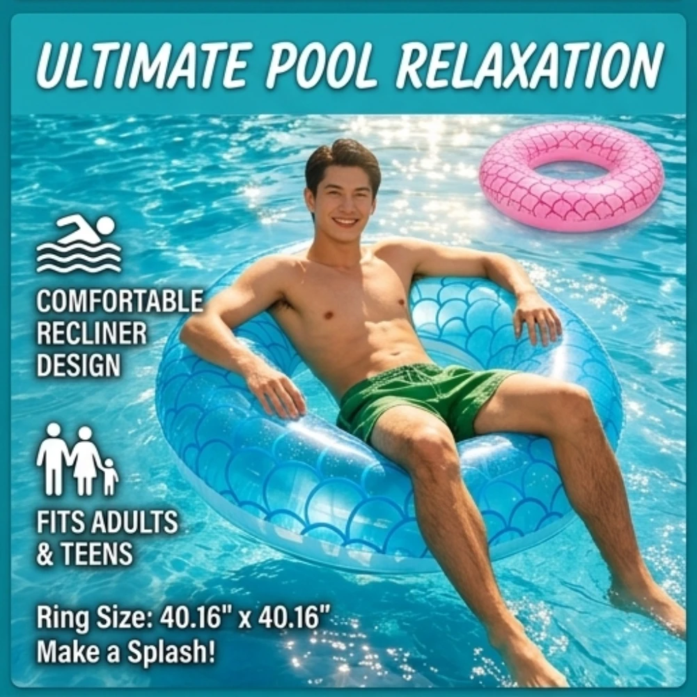 Glitter Mermaid Tail Pool Float Inflatable Swimming Ring Thicken PVC Swim Ring for Adults Kids Summer Water Party Toy
Glitter Mermaid Tail Pool Float Inflatable Swimming Ring Thicken PVC Swim Ring for Adults Kids Summer Water Party Toy
