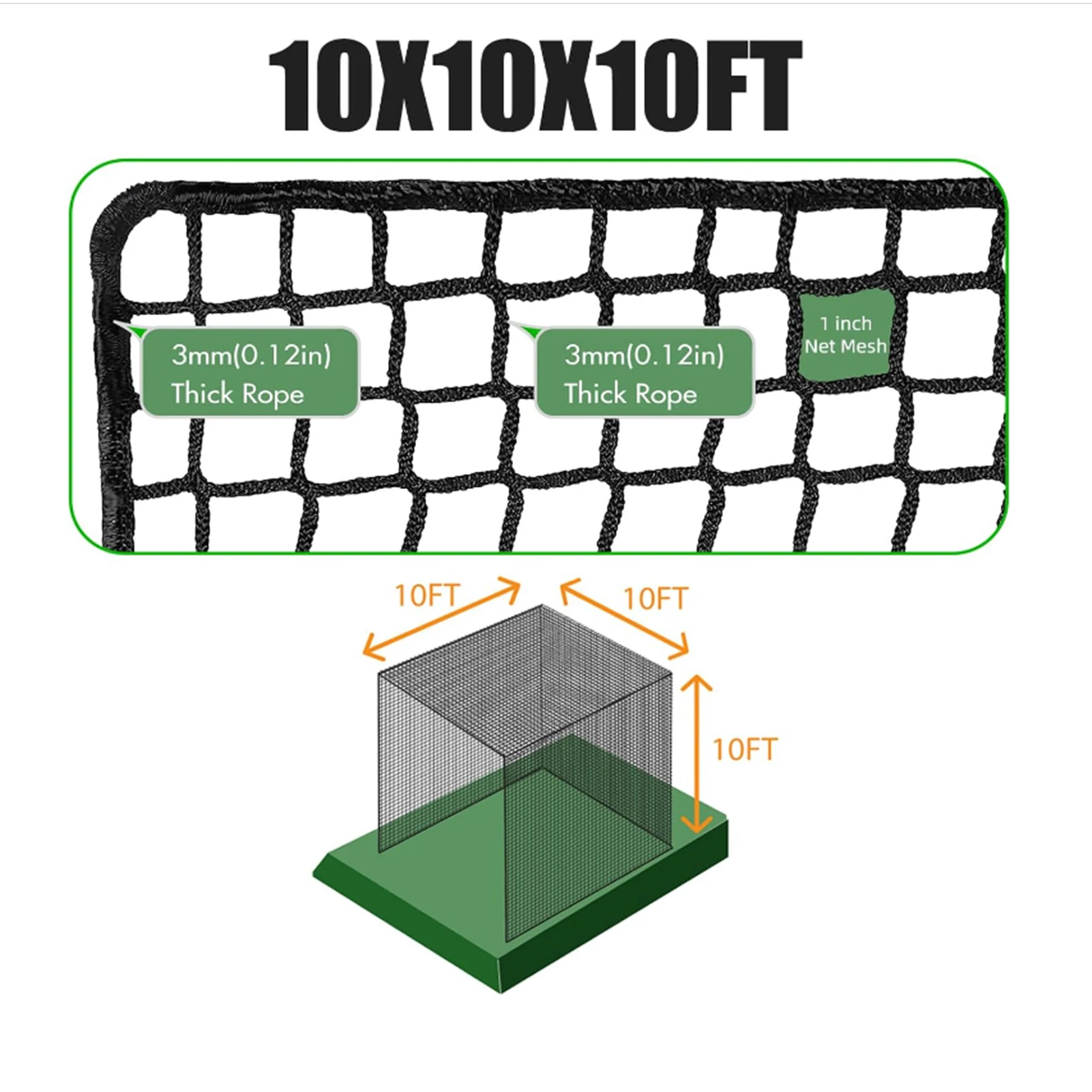 Golf Cage Net 10 x 10 x 10 FT Golf and Baseball Practice Cage, Portable Baseball Batting Cage with Multi-Target Design for Indoor and Outdoor Use Black
Golf Cage Net 10 x 10 x 10 FT Golf and Baseball Practice Cage, Portable Baseball Batting Cage with Multi-Target Design for Indoor and Outdoor Use Black