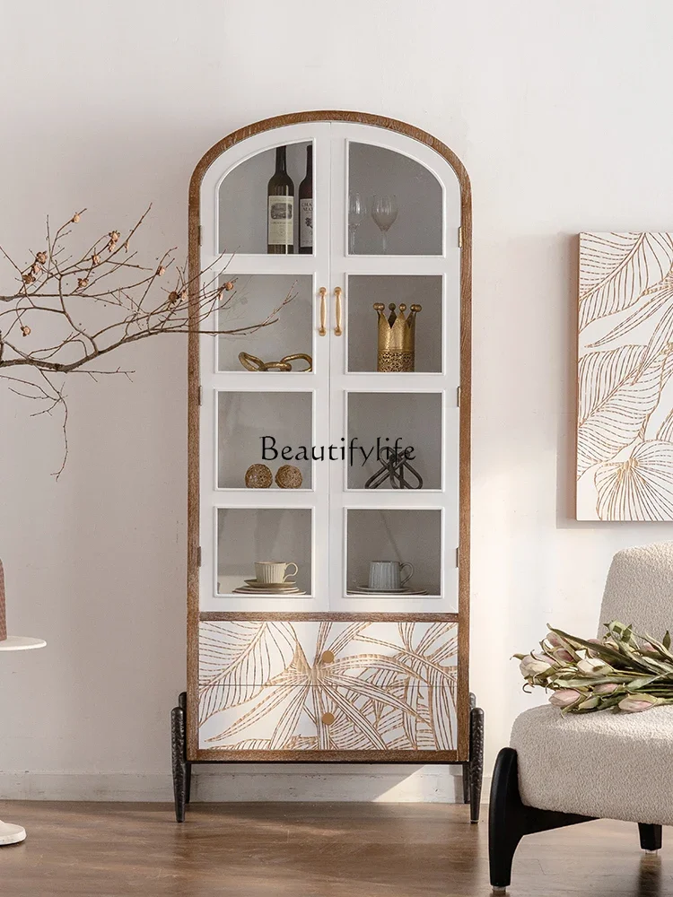 American display home solid wood carving retro wall locker living room glass display cabinet
American display home solid wood carving retro wall locker living room glass display cabinet