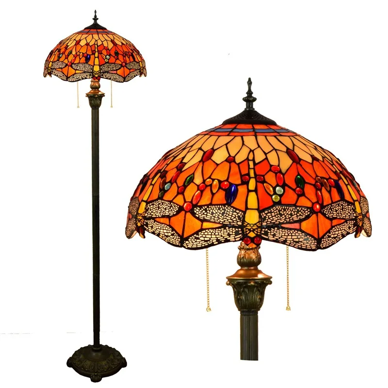 Vintage stained glass living room dining room bedroom bar club red background dragonfly floor lamp
Vintage stained glass living room dining room bedroom bar club red background dragonfly floor lamp