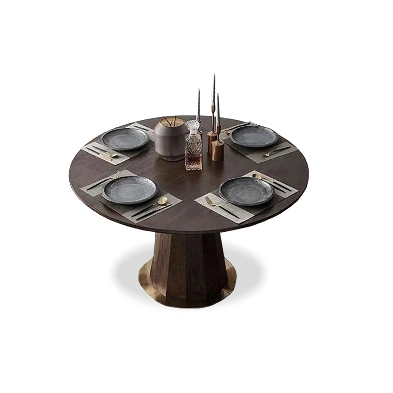 Nordic black walnut solid wood dining table, light luxury, modern and simple circular round table, small household dining table
Nordic black walnut solid wood dining table, light luxury, modern and simple circular round table, small household dining table