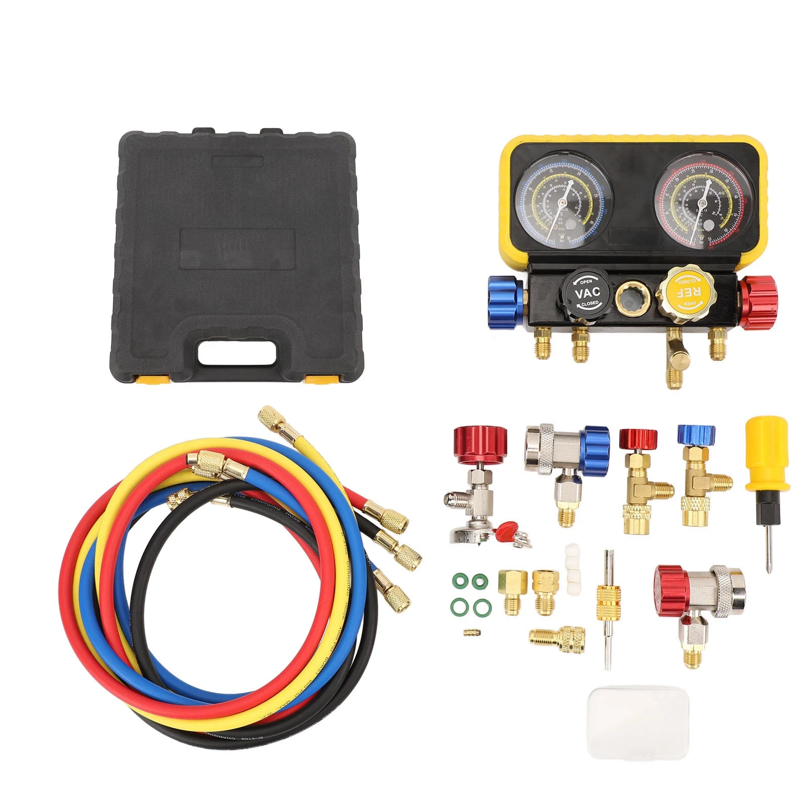 Car AC Gauge Set Safety Valves AC Manifold Gauge Set Brass Color Coded Professional for R410a R22 and R134a Refrigerants
Car AC Gauge Set Safety Valves AC Manifold Gauge Set Brass Color Coded Professional for R410a R22 and R134a Refrigerants