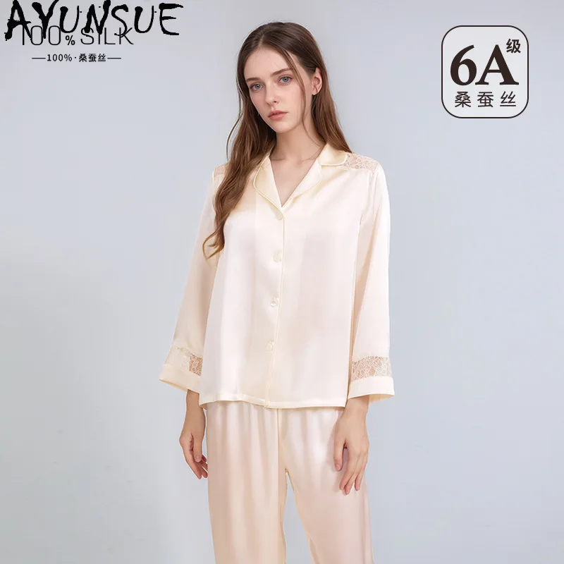 AYUNSUE 100% шелковые женские пижамы, легкие роскошные женские комплекты, топ с длинными рукавами, длинные брюки, женская одежда, весенняя пижама для женщин
AYUNSUE 100% шелковые женские пижамы, легкие роскошные женские комплекты, топ с длинными рукавами, длинные брюки, женская одежда, весенняя пижама для женщин