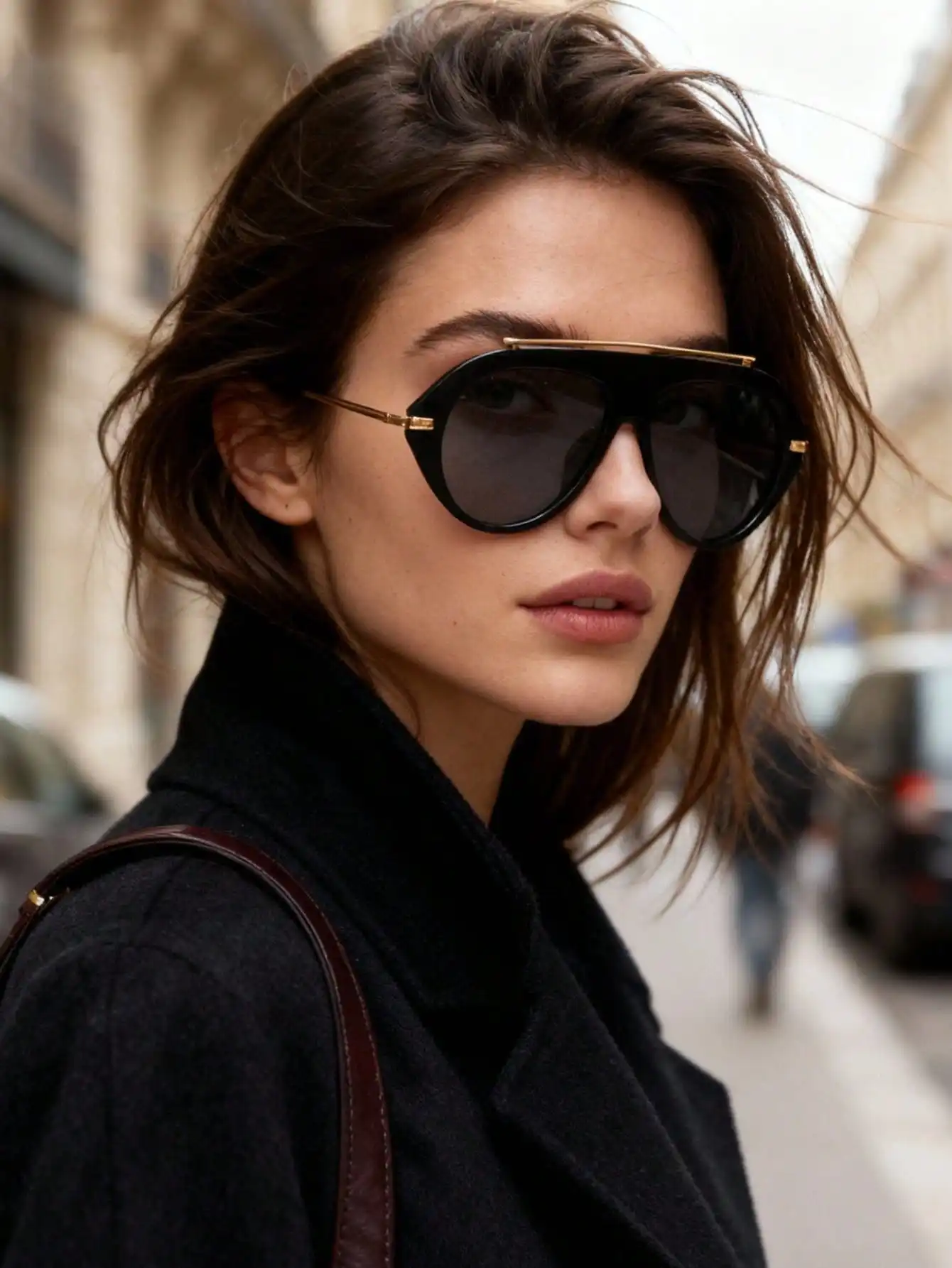 Large Frame Aviator-Style Sunglasses for Women - Black Frame with Gold Accent
Large Frame Aviator-Style Sunglasses for Women - Black Frame with Gold Accent