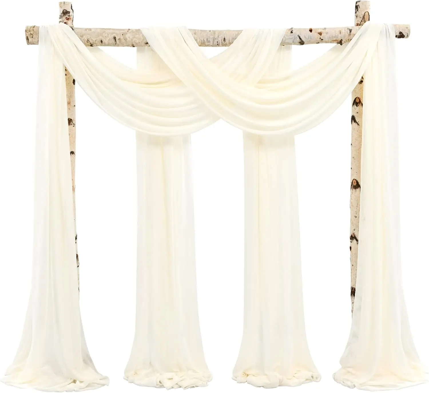 Ivory Sheer Chiffon Arch Drapes, 8 Panels 28"x20ft Wedding Backdrop Curtains for Ceremony Reception
Ivory Sheer Chiffon Arch Drapes, 8 Panels 28"x20ft Wedding Backdrop Curtains for Ceremony Reception