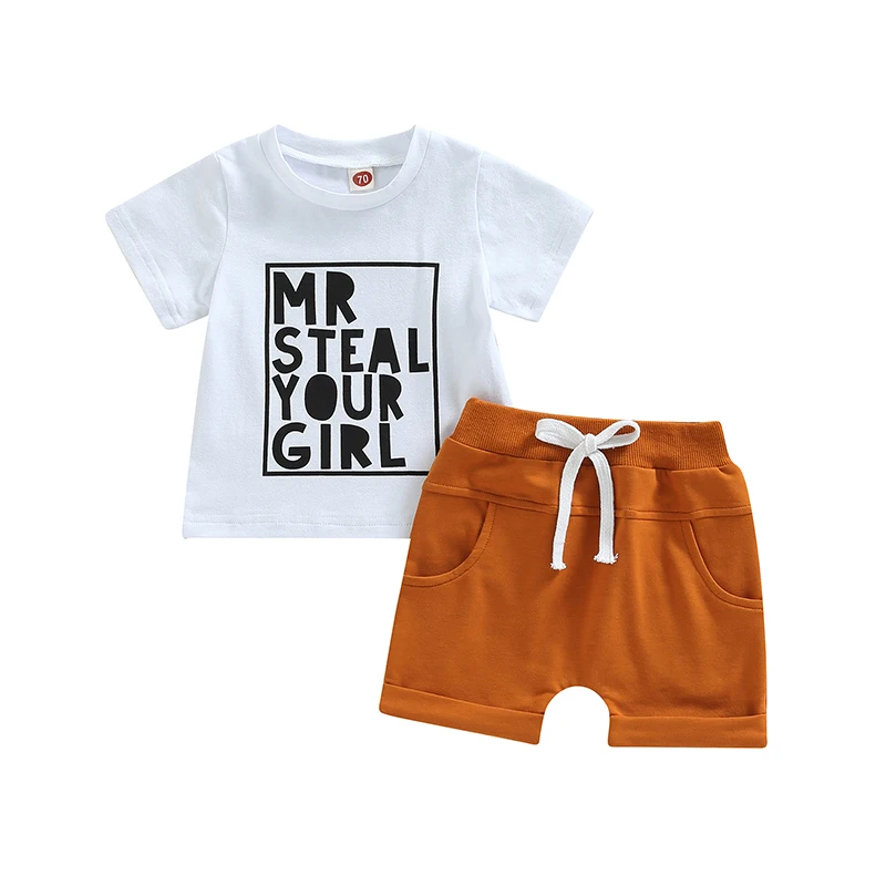 Toddler Boys Summer 2pcs Outfits Letter Print Short Sleeve T-shirt and Stretch Casual Shorts Set
Toddler Boys Summer 2pcs Outfits Letter Print Short Sleeve T-shirt and Stretch Casual Shorts Set