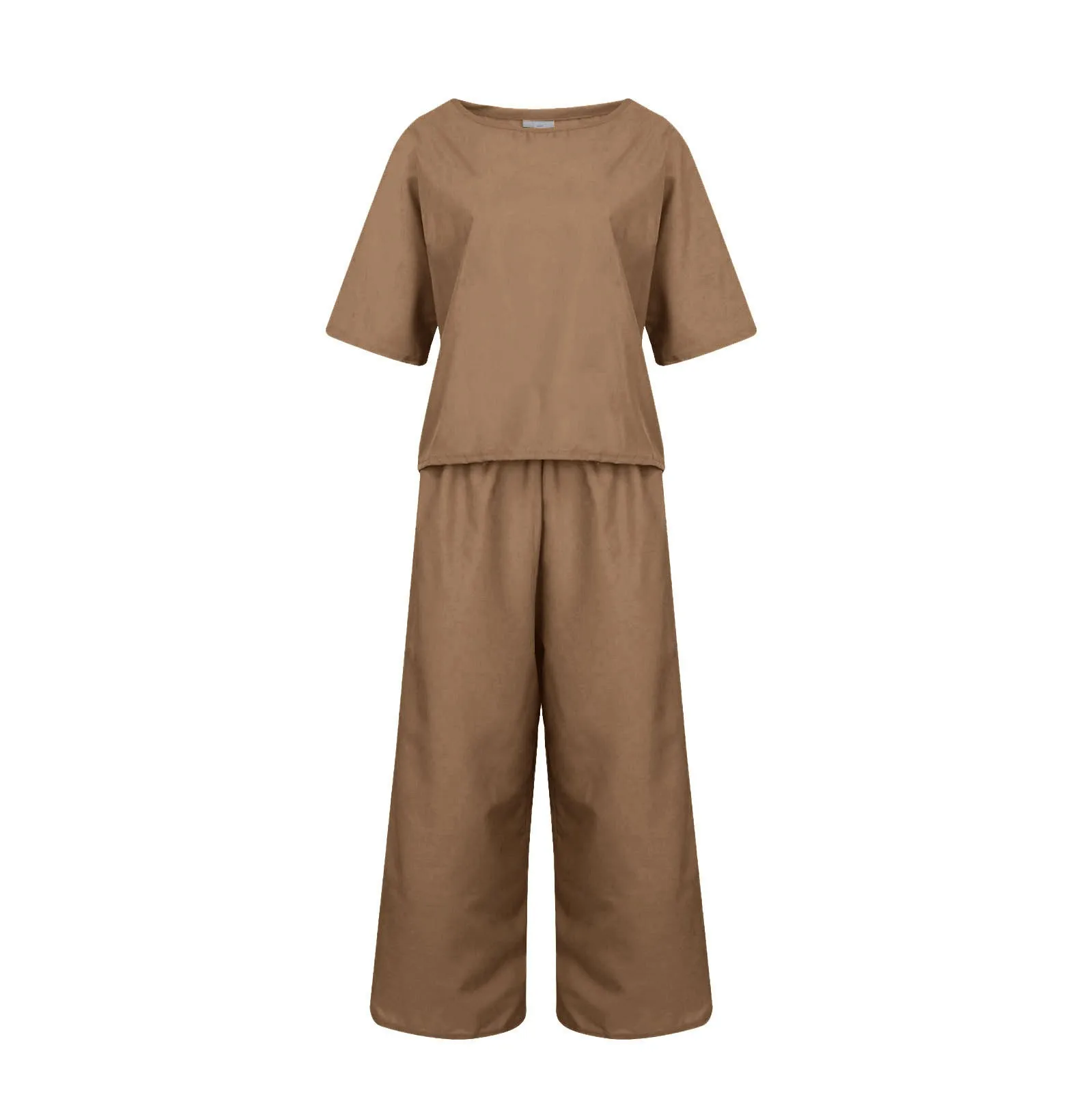 Summer Women's Suit 2 Piece Set Solid Color T Shirts Linen Cotton Navy Blue Short Sleeve Top Wide Leg Pants Khaki Casual Top
Summer Women's Suit 2 Piece Set Solid Color T Shirts Linen Cotton Navy Blue Short Sleeve Top Wide Leg Pants Khaki Casual Top